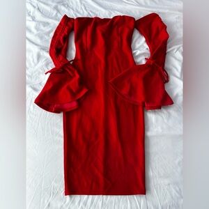 Vibrant Red Dress with Unique Sleeves